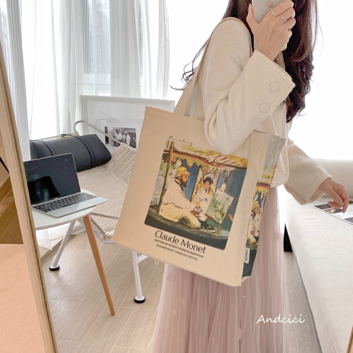 Claude Monet drawn on the atelier boat