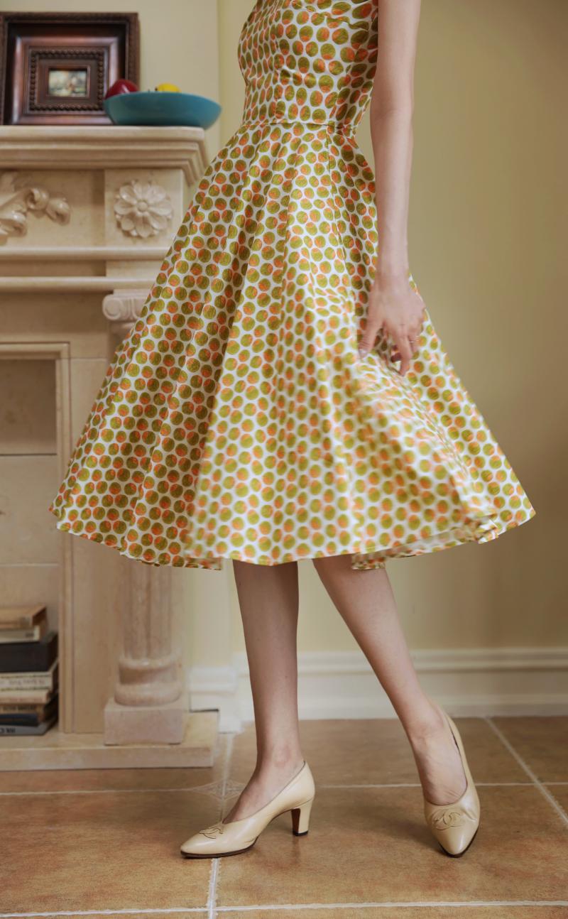 yellow green orange polka dot pattern classical dress remulia yellow green orange polka dot pattern classical dress remulia