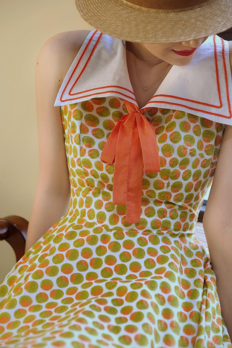 yellow green orange polka dot pattern classical dress remulia yellow green orange polka dot pattern classical dress remulia
