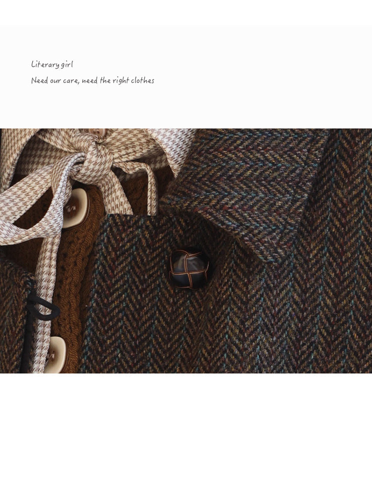British Girl's Herringbone Wool Coat