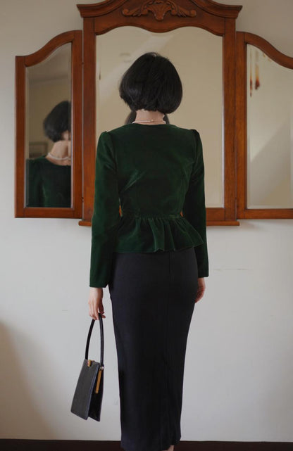 墨緑の貴婦人ベルベットショートジャケット