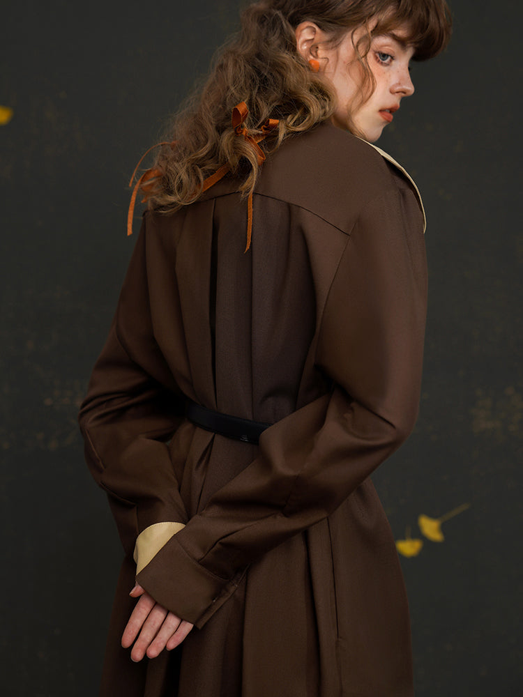 Dark Brown Leaf Blouse and Long Shirt Dress – remulia