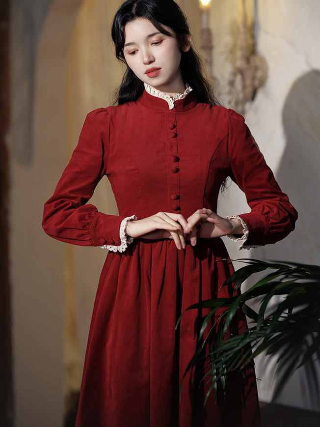 Crimson Lady Corduroy Dress – remulia