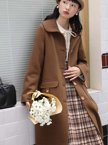 British lady long wool coat