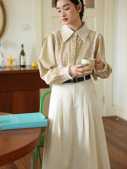 Apricot-colored lady's pleated skirt