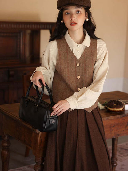 British girl's plaid classical vest
