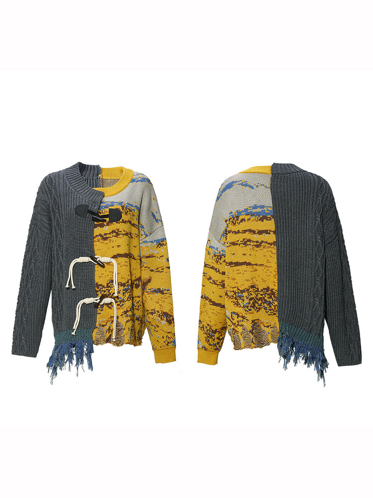 麦畑の油彩画セータージャケット