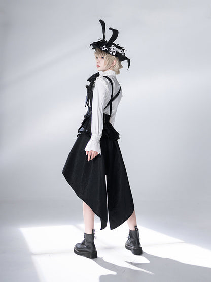 公爵騎士のジャガードコルセットと刺繍ブラウスとストライプハーフパンツとストライプバックリボンとリボンブローチと帽子[2023年7月中旬発送予定]