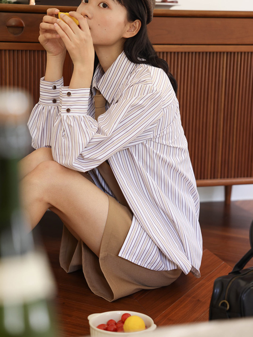 literary casual striped blouse