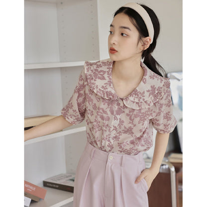 flower dyeing french blouse