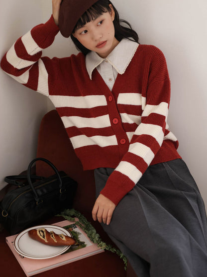 Madder striped knitted cardigan