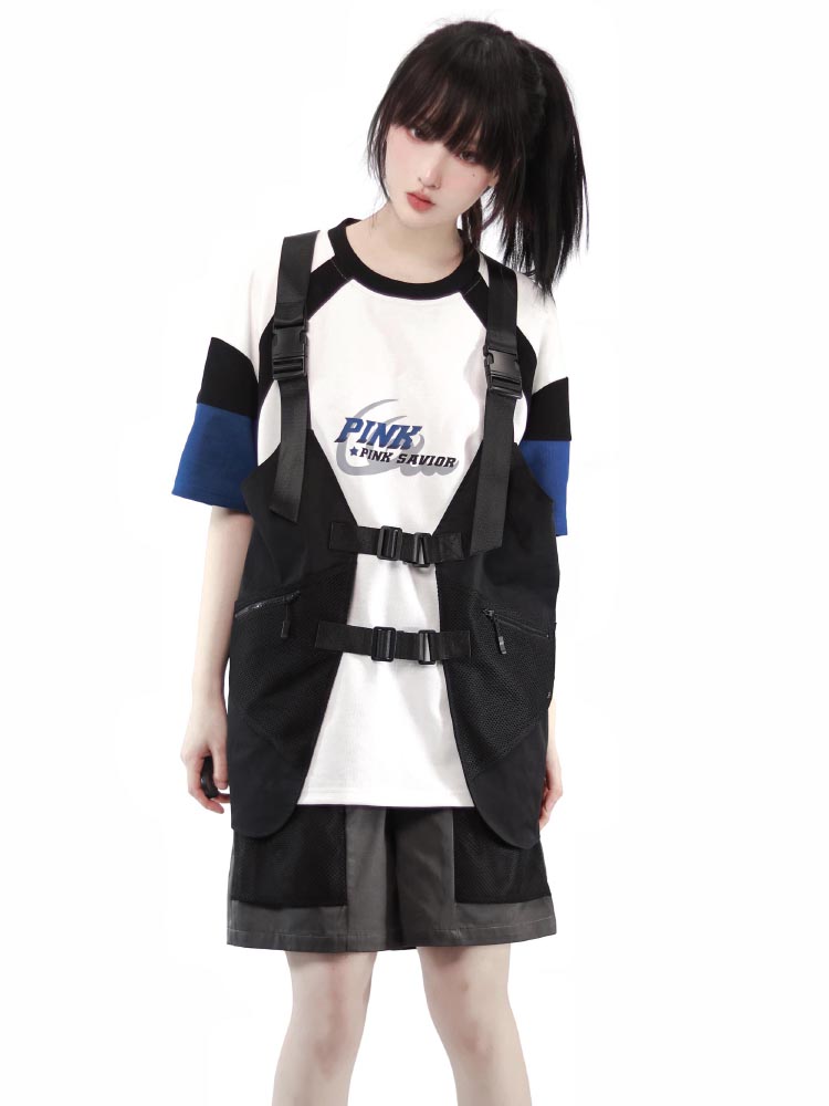 Baseball Girl's Docking Long shirt & Strap dress & T-shirt & Vest & Half  pants