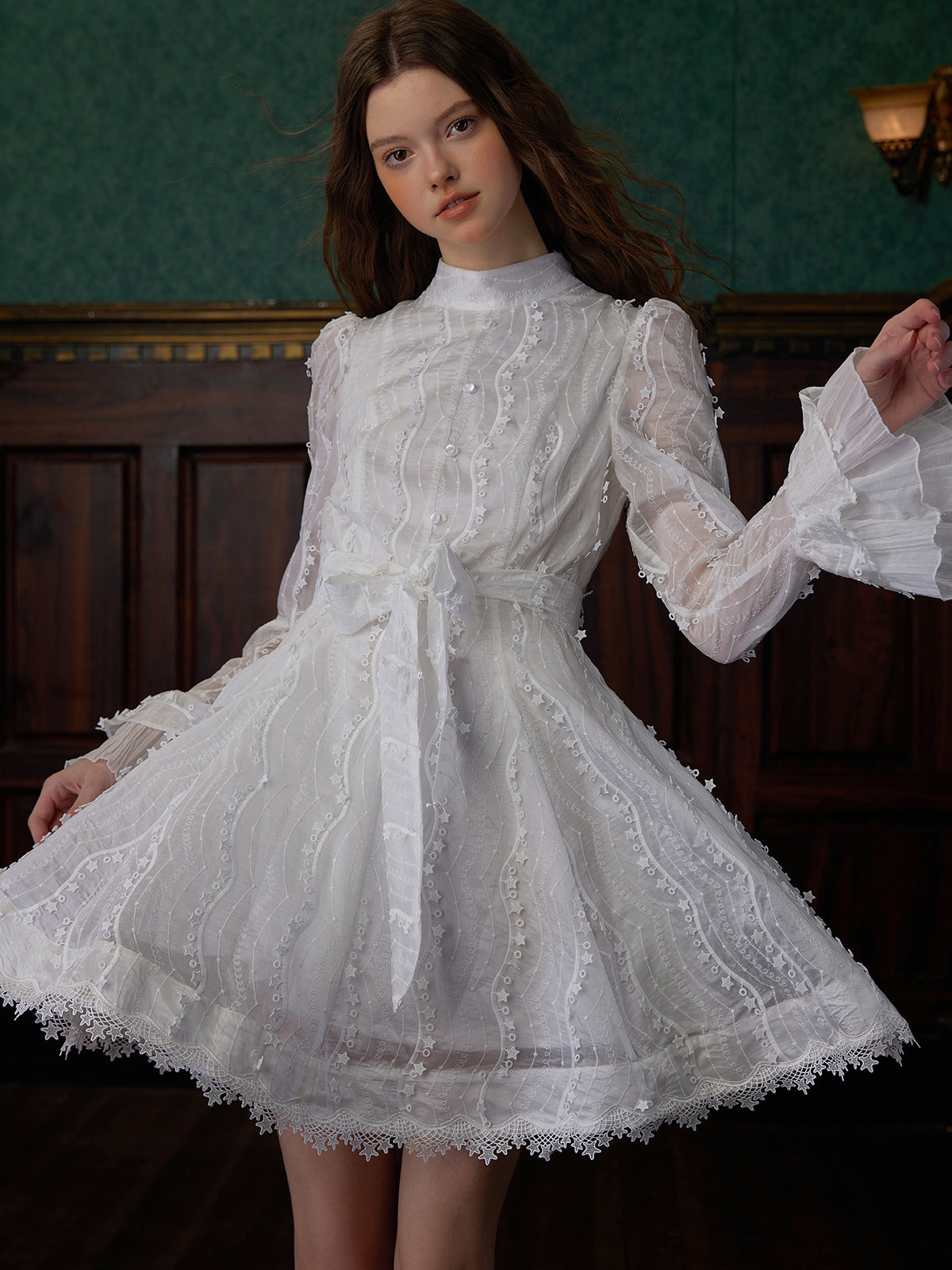 Pure white doll embroidered lace dress remulia Pure white doll embroidered lace dress remulia