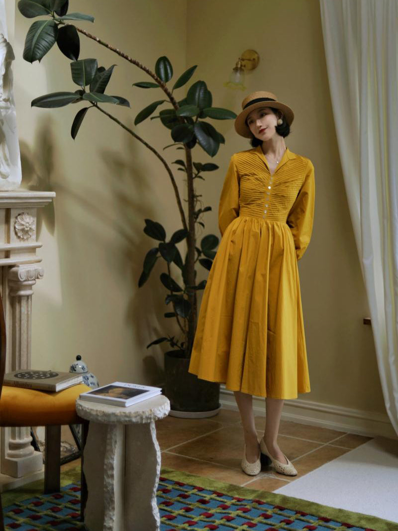 Wisteria Yellow Lady Hepburn Dress – remulia