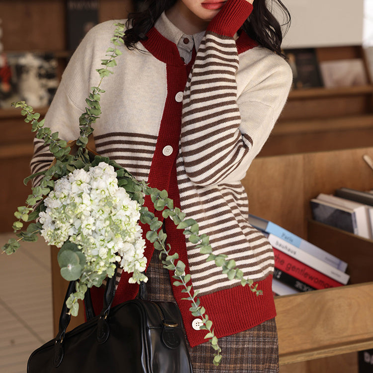 Suo striped retro cardigan