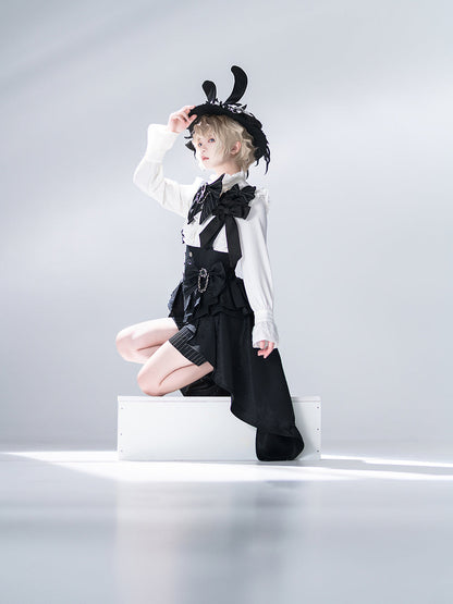 公爵騎士のジャガードコルセットと刺繍ブラウスとストライプハーフパンツとストライプバックリボンとリボンブローチと帽子[2023年7月中旬発送予定]