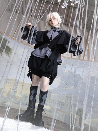 黒兎のお嬢様のフードジャケットとリボンブラウスとハーフパンツ[2023年7月中旬発送予定]