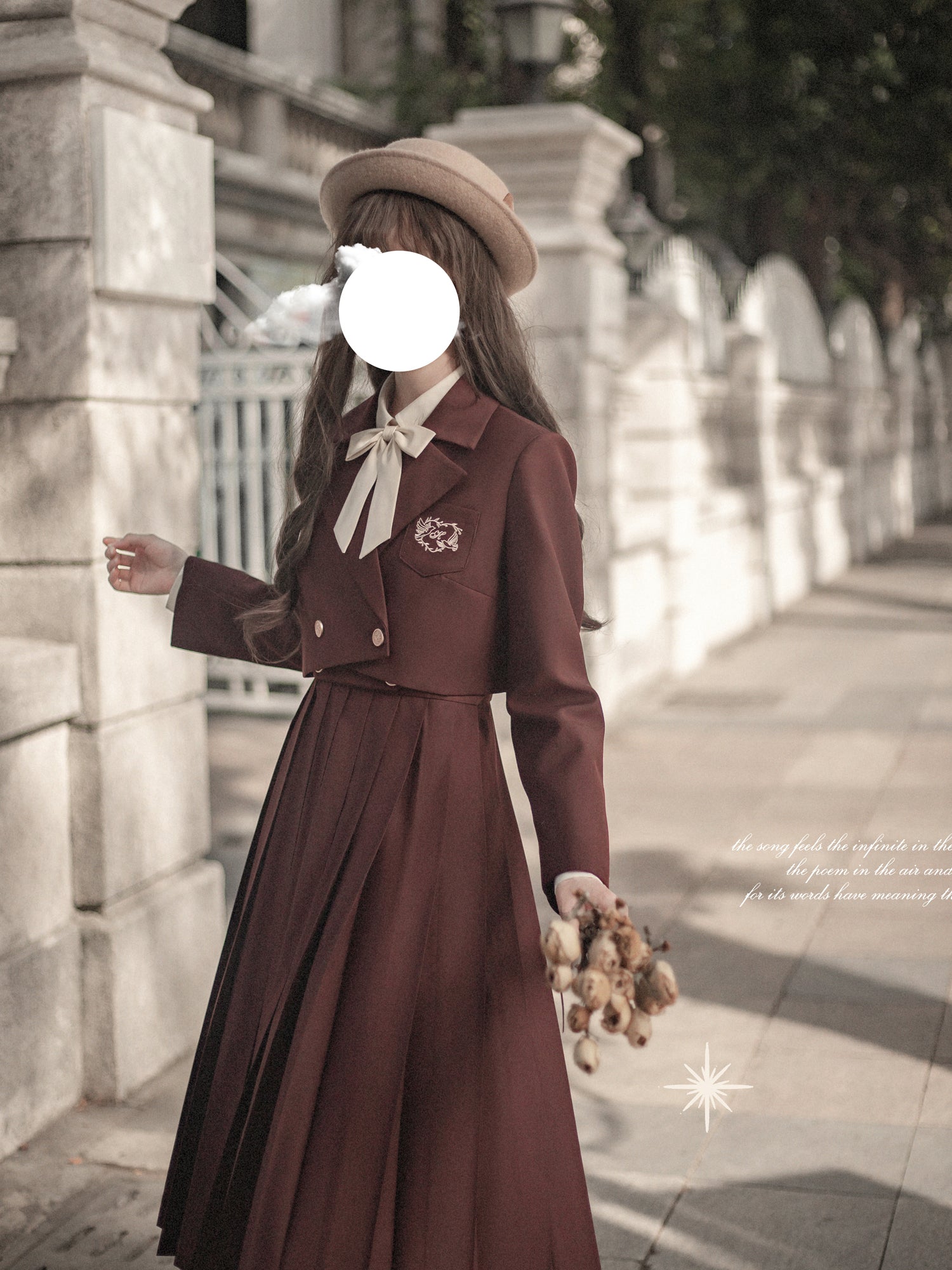 Dark brown literary girl classical jumper skirt ＆ short jacket ＆  blouse（予約商品：20日以内に発送）