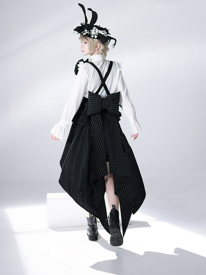 公爵騎士のジャガードコルセットと刺繍ブラウスとストライプハーフパンツとストライプバックリボンとリボンブローチと帽子[2023年7月中旬発送予定]