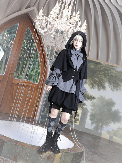 黒兎のお嬢様のフードジャケットとリボンブラウスとハーフパンツ[2023年7月中旬発送予定]