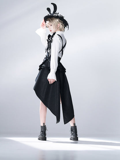 公爵騎士のジャガードコルセットと刺繍ブラウスとストライプハーフパンツとストライプバックリボンとリボンブローチと帽子[2023年7月中旬発送予定]