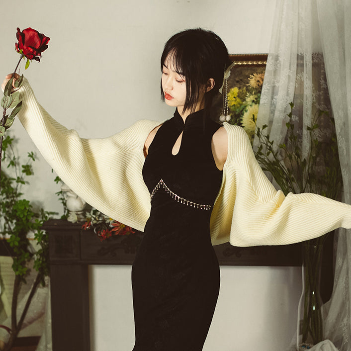 black rose velvet dress ＆ cardigan – remulia