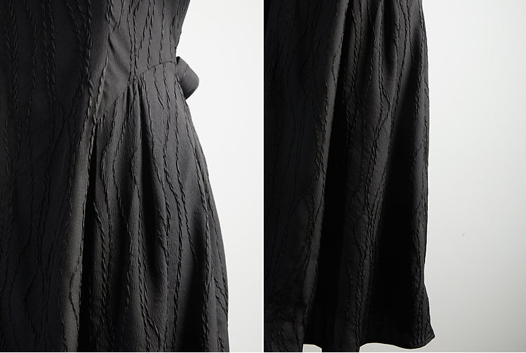 漆黒の編み模様ジャガードワンピース