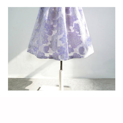 藤紫の花群集ヘップバーンスカート