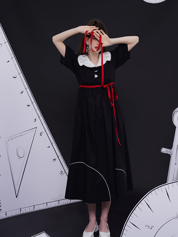 Protractor embroidery collar dress