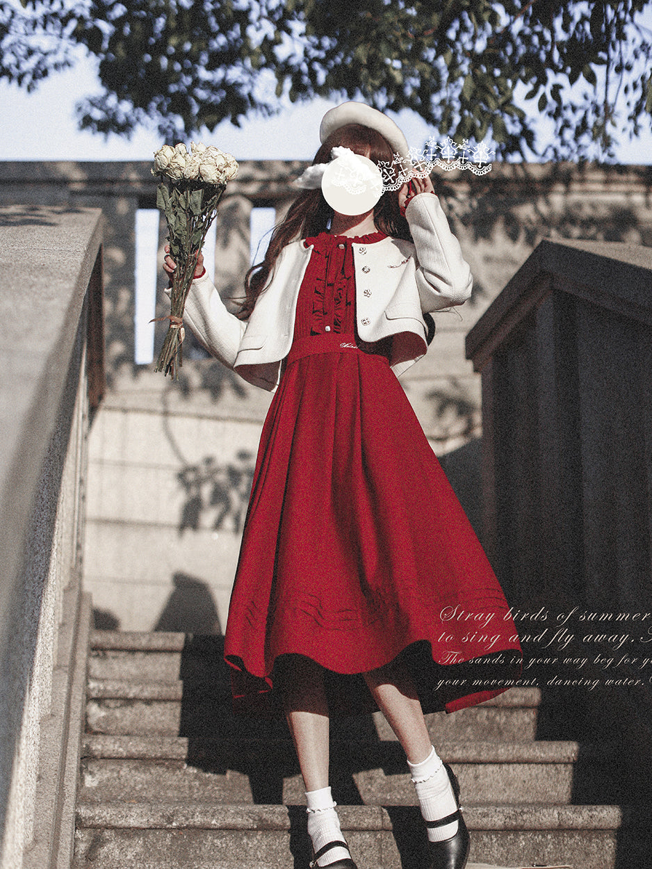Crimson literary girl dress & short jacket – remulia