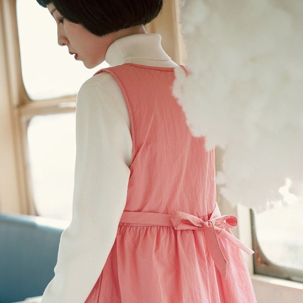 Pink quilted dress sweet little v-neck vest skirt