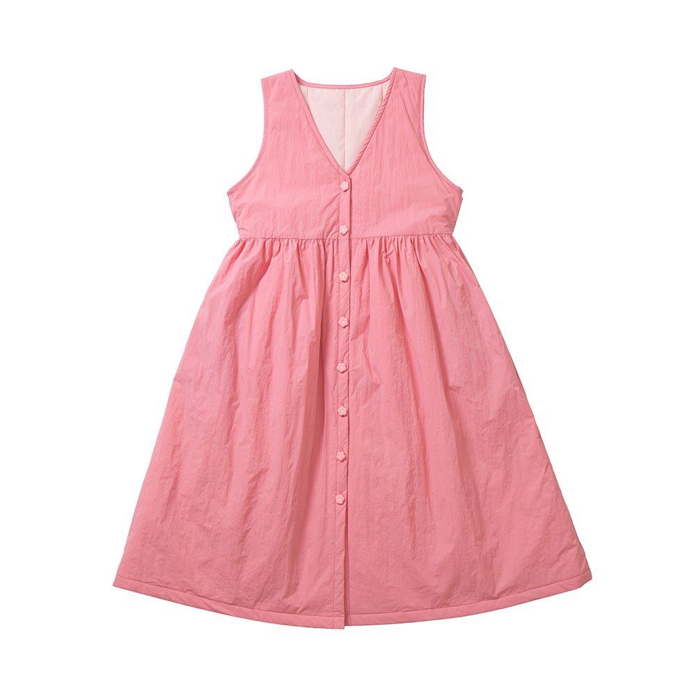 Pink quilted dress sweet little v-neck vest skirt