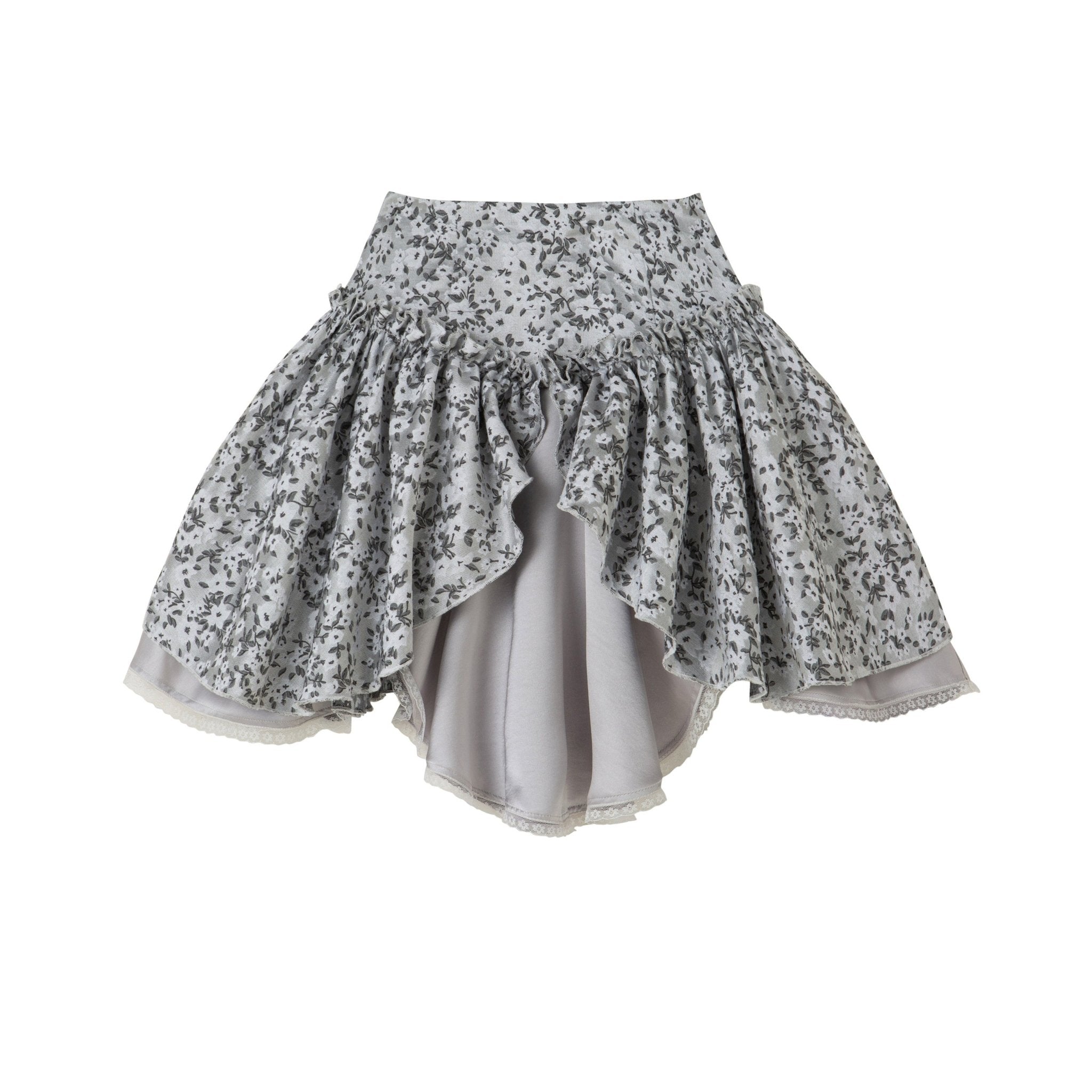 Layered irregular floral mini skirt