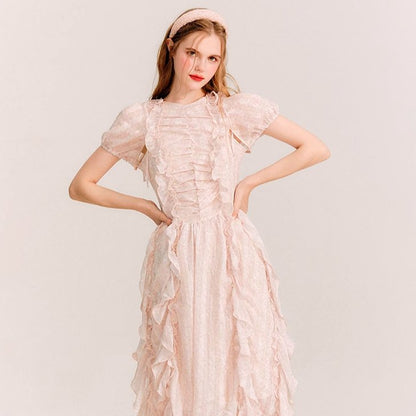 Rose Garden Fairy Dress Ribbon Lace Puff Sleeves