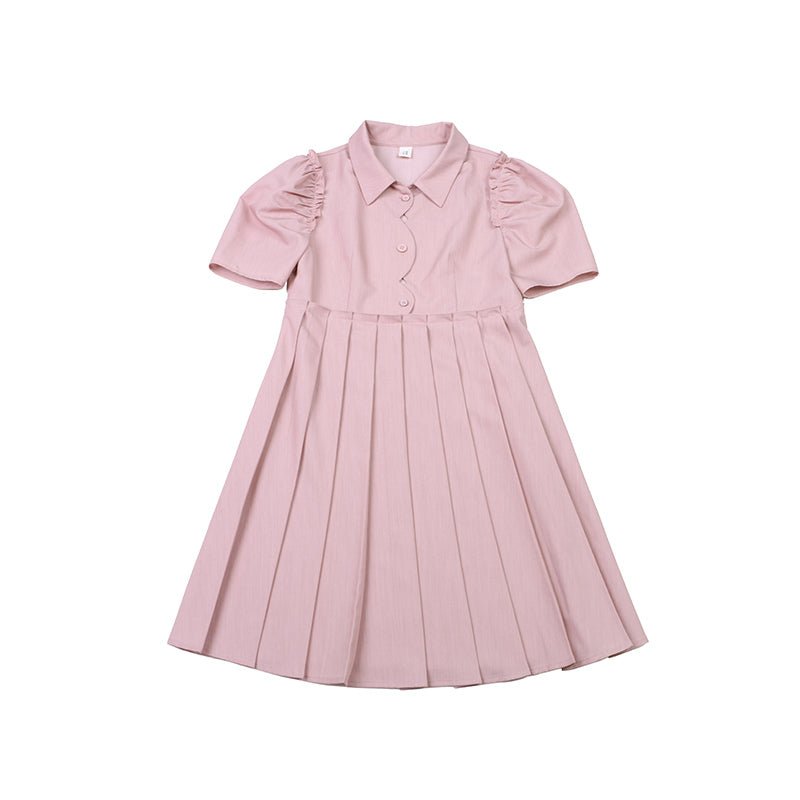 Shallot Liang cut college style pink shirt skirt