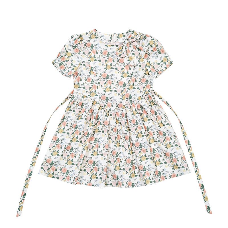 Showa flower French retro girl bow floral dress