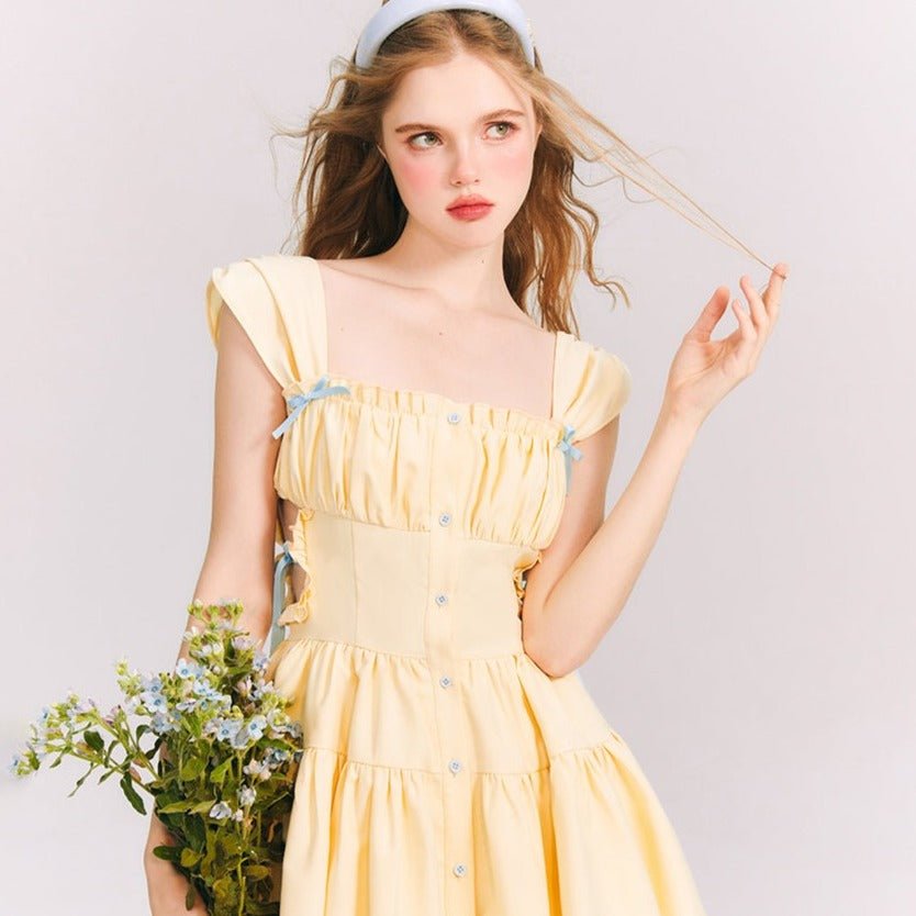 Lemonade color waistline mini dress