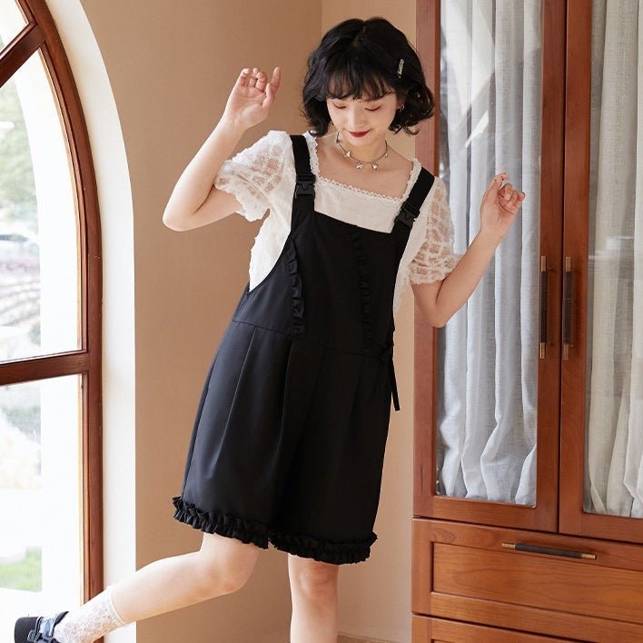 Sweet and cool black overalls