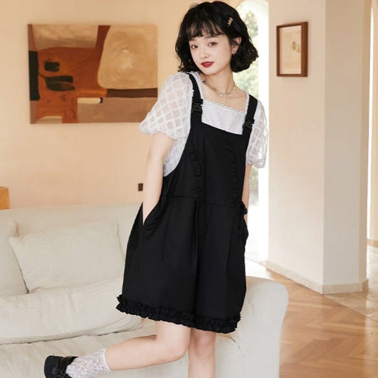 Sweet and cool black overalls