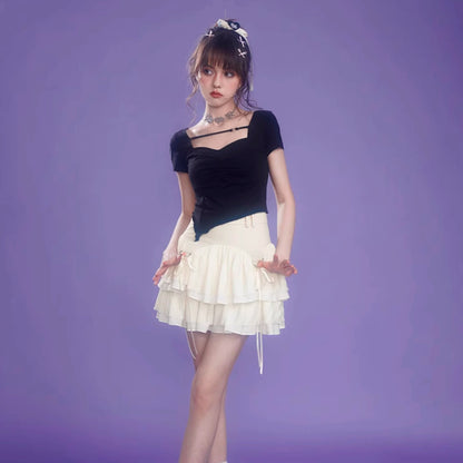 Sweet texture strappy skirt princess skirt