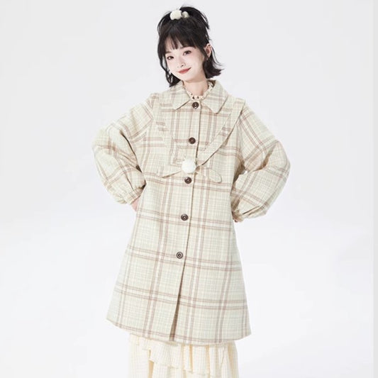 Tailored Plaid Wool Coat Design Lapel Wool Coat