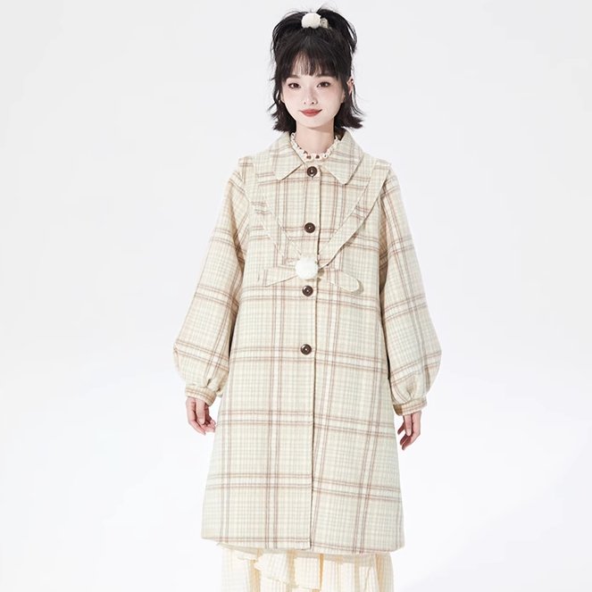 Tailored Plaid Wool Coat Design Lapel Wool Coat