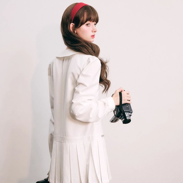 “Winter Time Girl” Preppy style white shirt dress