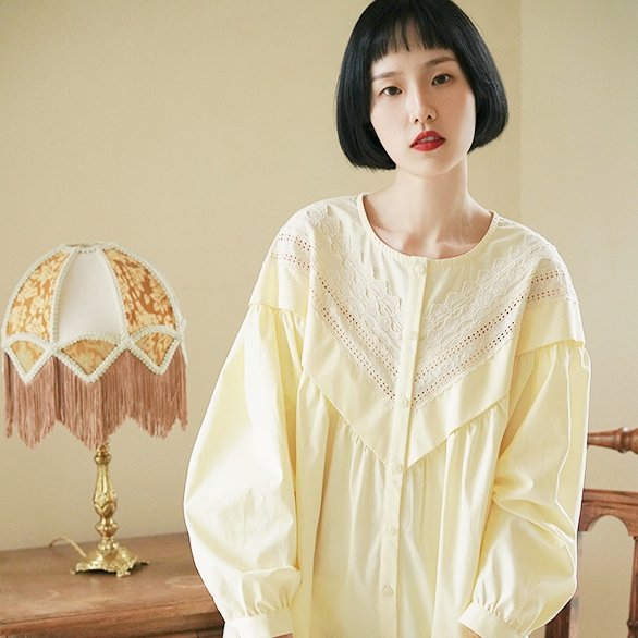 Yellow dress simple round neck temperament skirt