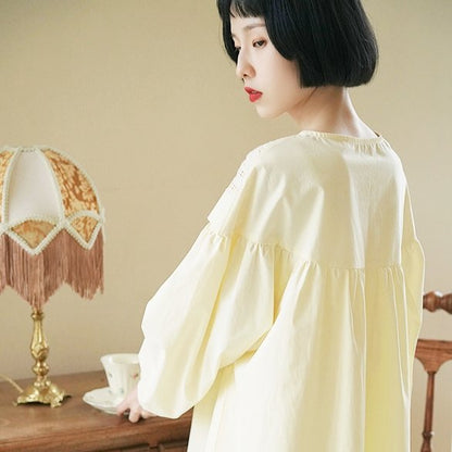 Yellow dress simple round neck temperament skirt