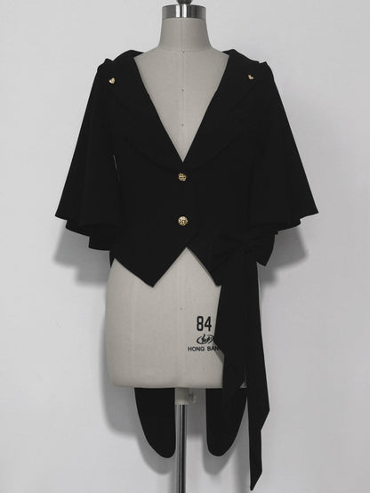 黒兎のお嬢様のフードジャケットとリボンブラウスとハーフパンツ[2023年7月中旬発送予定]