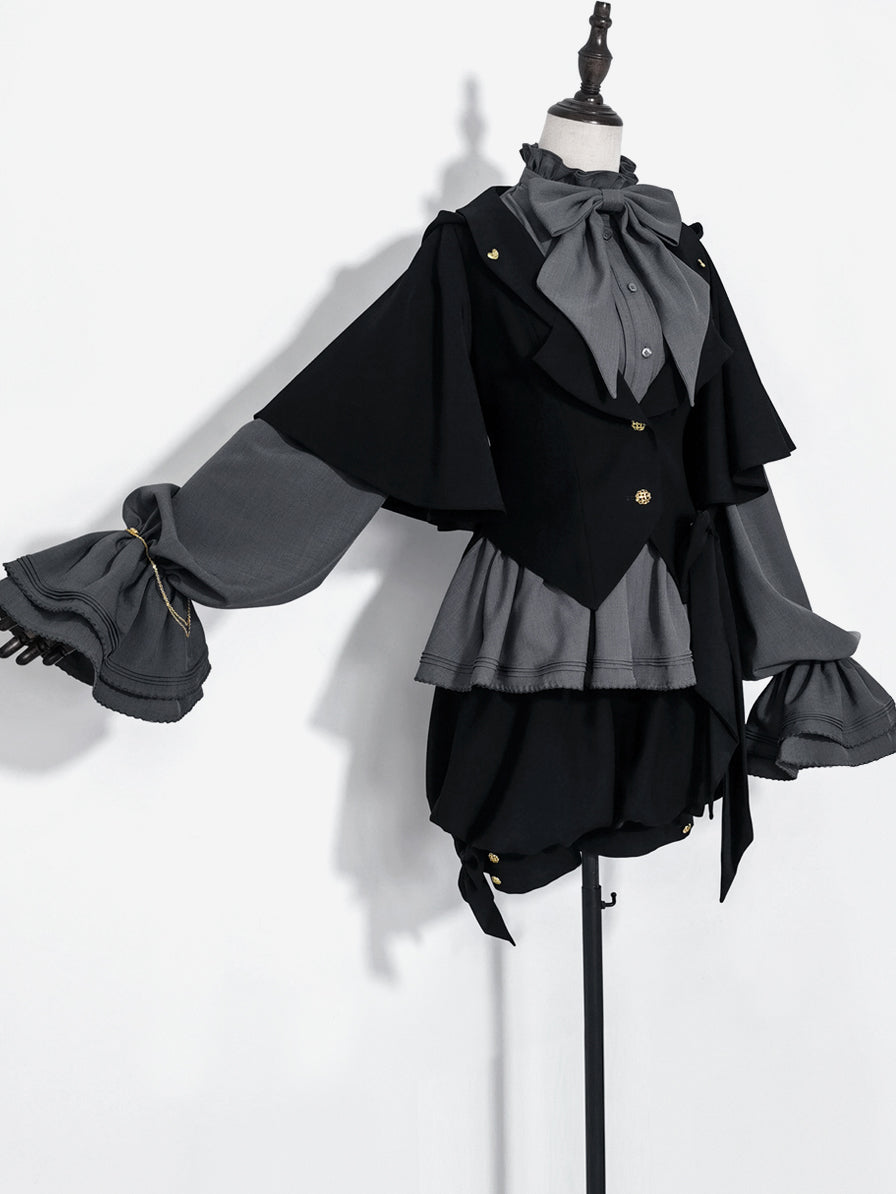 黒兎のお嬢様のフードジャケットとリボンブラウスとハーフパンツ[2023年7月中旬発送予定]