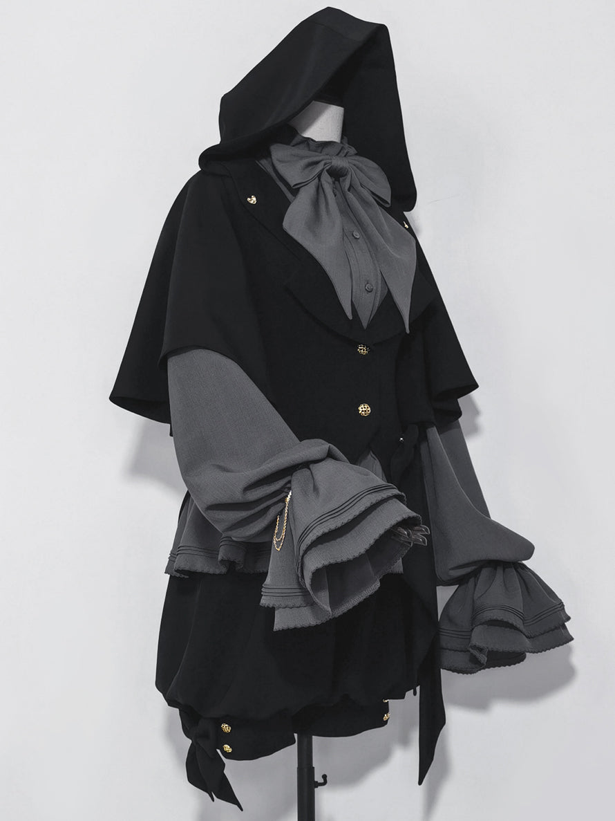 黒兎のお嬢様のフードジャケットとリボンブラウスとハーフパンツ[2023年7月中旬発送予定]