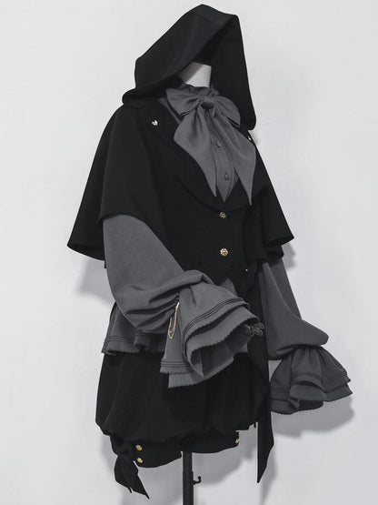 黒兎のお嬢様のフードジャケットとリボンブラウスとハーフパンツ[2023年7月中旬発送予定]