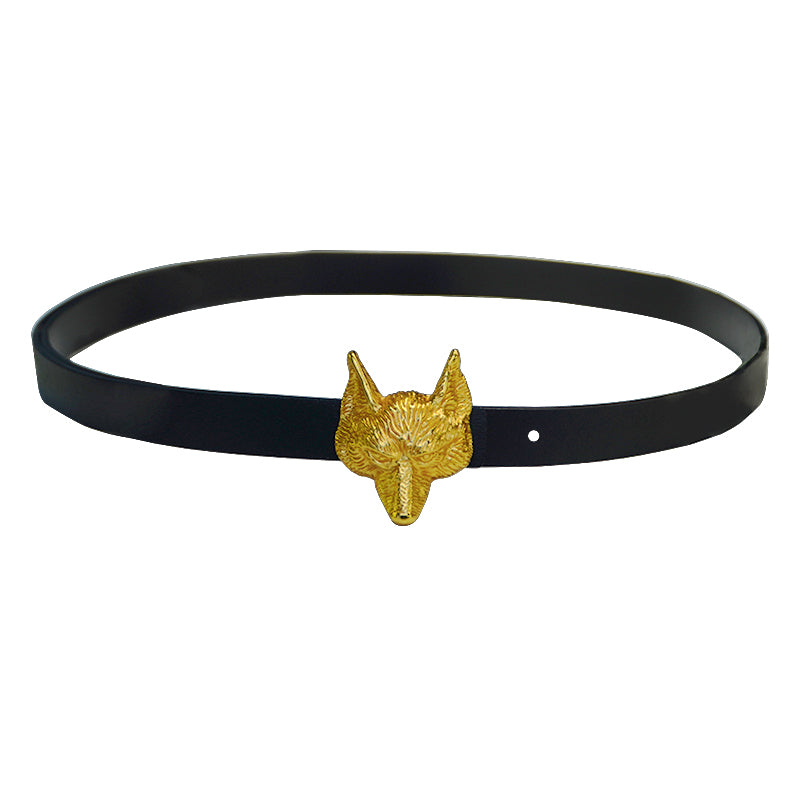 Leather belt with gold fox clasp – remulia